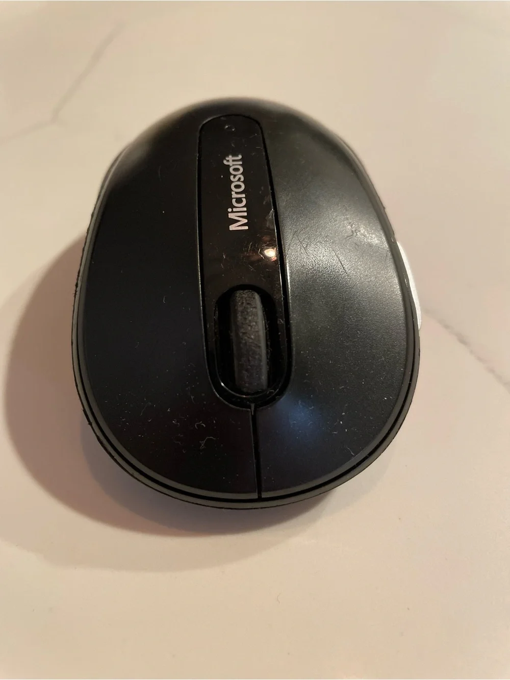 Microsoft Black Wireless Mouse with Green Indicator Light